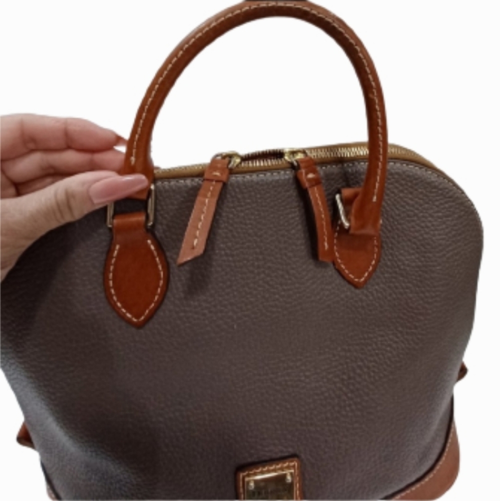 Dooney & Bourke Pebble Leather Zip Zip Satchel - Elephant Gray
